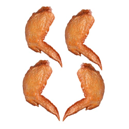 4 Stück Simulierte Hühnerflügel Gebratene Hähnchenflügel Fake-Food-Modell Simulierte Chicken Wings Gefälschtes Brathähnchen Realistisches Hühnerfutter Zubehör PVC Französisch von DRESSOOS