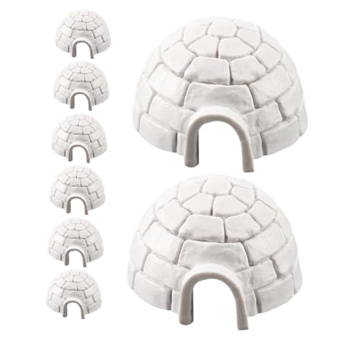 DRESSOOS Feenhaus für Jungen und Mädchen 8-teiliges Eishaus-Figuren-Set Polar-Miniatur-Set Kunstharz-Handwerk für Die Inneneinrichtung von DRESSOOS