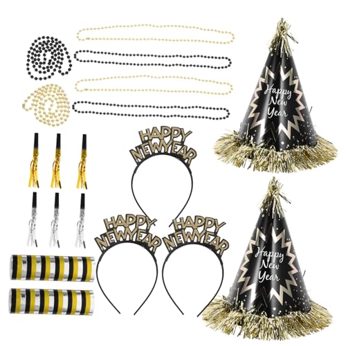 DRESSOOS 1 Silvestermützen Partyset für das Neue Jahr 2024 Halsketten kreativität Tiara Kappen Partyhüte für den Silvesterabend Neujahrsornamente Weihnachten Partybedarf Kleidung schmücken von DRESSOOS