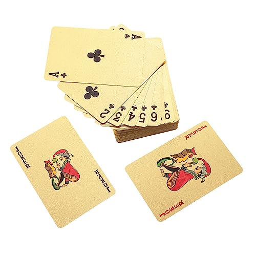 DRESSOOS 1 Kartenspielen Dekorative Spielkarten Wasserdicht Karte Kartenspiel Jumbo Reisespiele Poker Canasta-Karten Orakelkartendecks Mit Ratgeber Kartenspiele Goldene Spielkarten PVC von DRESSOOS