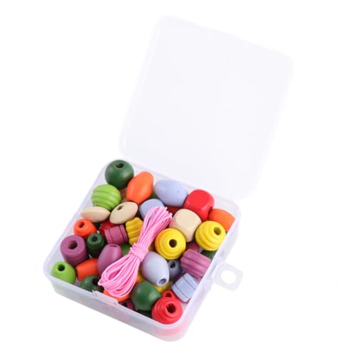 DRESSOOS 1 Packung Schnur intellektuelle Entwicklung holzperlen Wooden Beads Lernspielzeug für Kinder Perlen auffädeln umweltfreundliche Perlen Amblyopie-Training Sortiert Korn Zubehör von DRESSOOS