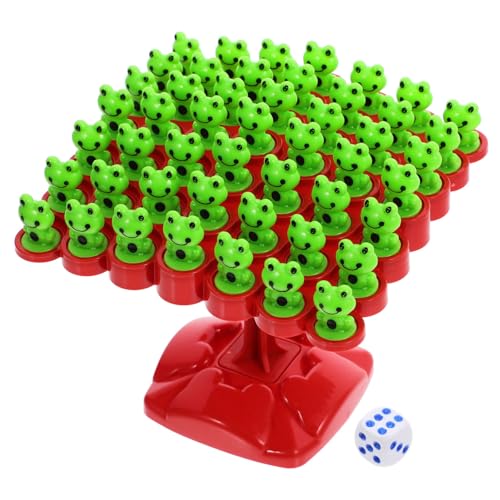 DRESSOOS Brettspiele Toy Frosch Balance Spiel 2 Personen Baumstapelspiel Für Interaktives Familienspiel Mit 50 Fröschen Und Würfel Ideal Für Spielabende Und Partys Holzspielzeug Für Drinnen Und von DRESSOOS