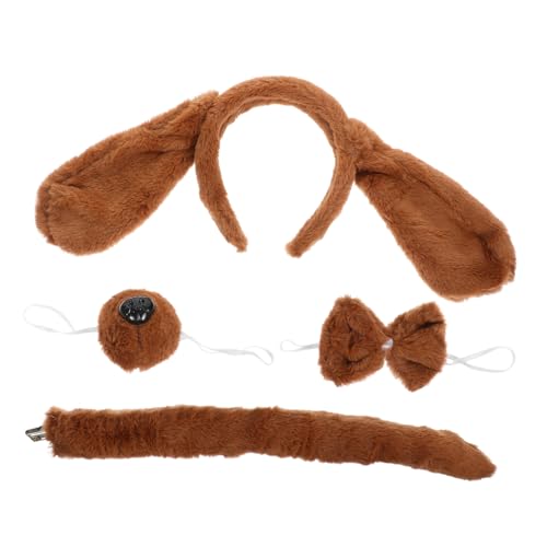 DRESSOOS 1 Satz Hundebekleidung Tier-Cosplay-kostüm Hundeohren-Stirnband Hunde-Cosplay- Hundenasenkostüme Hundefliege Kopfschmuck Für Welpenohren Haarband Stoff Haustier Hund Halloween Kind von DRESSOOS