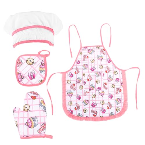 DRESSOOS 1 Satz Kochset für Kinder süße Kinderschürzen Kochkostüm für Kinder Spielzeuge Kochsets für Kinder Kinderschürzen zum Kochen Kuchen Werkzeug Kleidung Kochmütze Suite von DRESSOOS