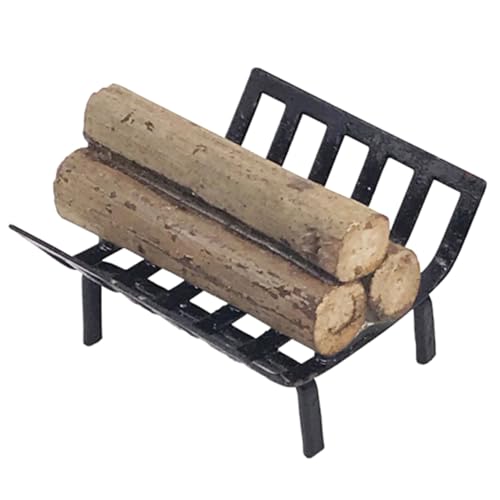 DRESSOOS 112 Miniatur-brennholzständer Für Puppenhäuser – Stabiler Mini-feuerständer Aus Schwarzem Metall Für Puppenhausmöbel von DRESSOOS