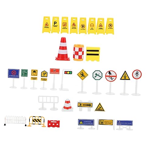 DRESSOOS 1 Satz Verkehrsbarrikadenschild Verkehrszeichenmodelle Simulation Verkehrszeichen Straßenschilder Spielset Autozubehör Für Autos Ampel Teppich Kind Spielzeug Abs von DRESSOOS