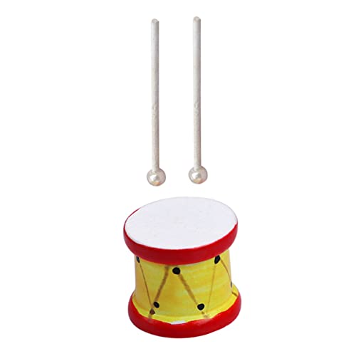 DRESSOOS 1 Satz Zubehör Für Puppenhäuser Mini-Trommel-dekor Musical Miniatur-dekor Musikinstrument-Spielzeug Kleines Trommelmodell Kind Hölzerne Trommel Puppenhaus Holz von DRESSOOS