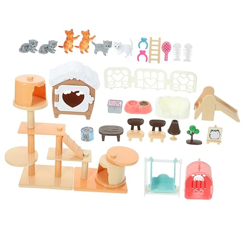 DRESSOOS 1 Set Simulation Plastik Katzenfiguren Spielzeugset Für Kleinkinder Pretend Play Toy Set Lernspielzeug Für Kätzchen Spielset Für Fantasievolles von DRESSOOS