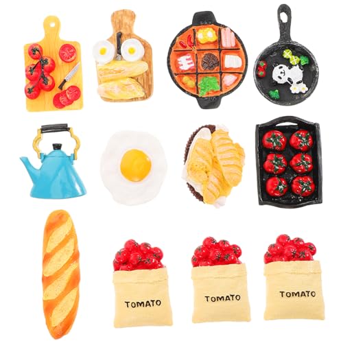 DRESSOOS 12 Stücke Miniatur Lebensmittel Spielzeug Miniatur Lebensmittel Modell Set Gefälschte Lebensmittel Requisiten Für Mini Dekorationen Pretend Spielen von DRESSOOS