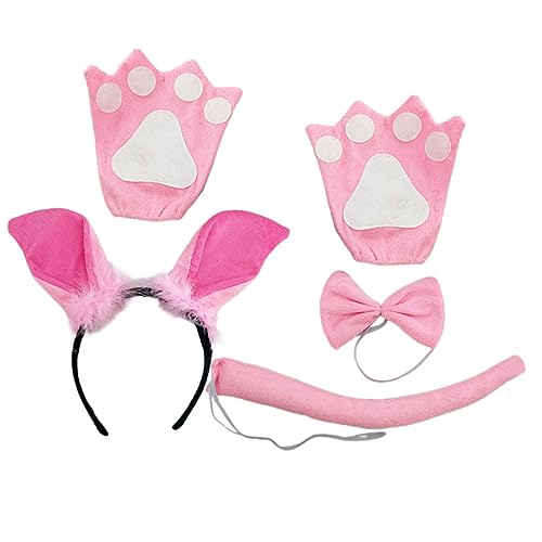 DRESSOOS 1 Set Bühnen Requisiten, Schweinekostüm Zubehör, Bühnen Performance Zubehör, Kostüm, Tierschwanz, Cosplay Zubehör, Schweineohr Stirnband, Schweine Cosplay Requisiten, von DRESSOOS