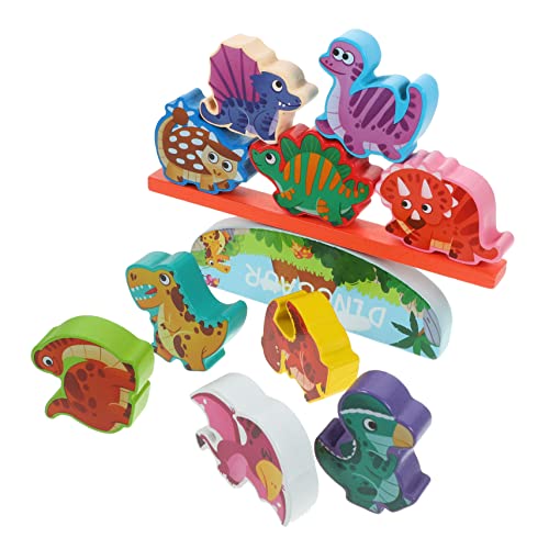 DRESSOOS 1 Set Stapelspielzeug Tiere Balancespiel Für Kleinkinder Dinosaurier Stapelblöcke Pädagogisches Holzspielzeug Für Interaktives Und Lernen von DRESSOOS