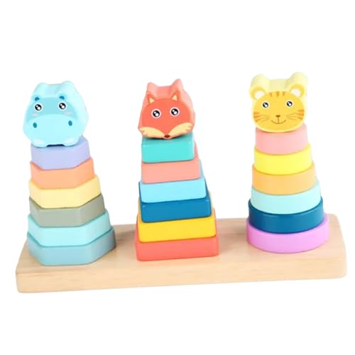 DRESSOOS 1 Set Holzblock Bunte Ringe Spielzeug Stapelringe Babyspielzeug Kinderspielzeug Farberkennungsspielzeug Stapelringspielzeug Lernspielzeug Kleinkindspielzeug Alter 1 2 Mädchen von DRESSOOS