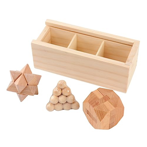 DRESSOOS 1 Set Holzpyramide Denkaufgabe Puzzles Pyramidenpuzzle Intelligente Pyramide Denkaufgabe Erwachsene Holzkiste Bambus von DRESSOOS