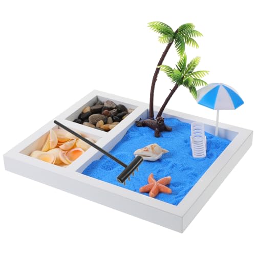 DRESSOOS 1 Set Japanischer Beach Desktop Landschaftsbau Sand Tisch Mikro Landschaft Home Dekoration Sand Tisch Ornament Tabletop Ornament Desk Garten Sandbox Für Schreibtisch Tabletop von DRESSOOS
