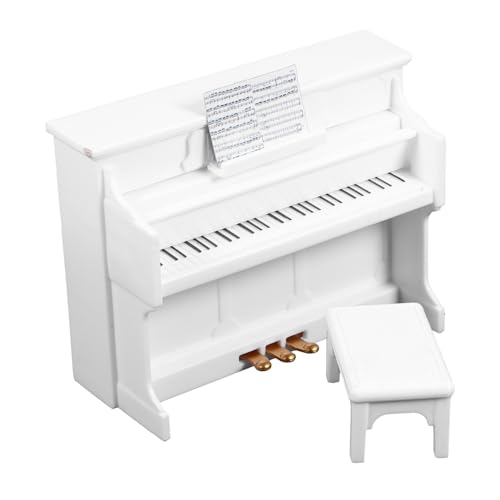 DRESSOOS 1 Set Klaviermodell, Miniaturklavier, Mini Hausdekor, Miniatur Puppenhausmöbel, Mini Hausklavier Und Hocker, Puppenhausklavier, Puppenhausminiaturen, Miniatur Hausklavier von DRESSOOS