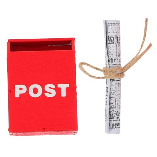 DRESSOOS 1 Set Mini Briefkasten, Zeitungs Puppenhaus Zubehör, Schreibtisch Dekoration (Briefkasten + Eine Rolle Zeitung), 2 Stück Spielzeug Briefkästen, Vorgetäuschter Briefkasten Für von DRESSOOS