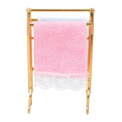 DRESSOOS 1satz Miniatur Badezimmer Deko Handtuch Rack Mit Mini Handtüchern Für Puppenhaus Für Kreative Spielwelten Und Detailreiche Szenen von DRESSOOS