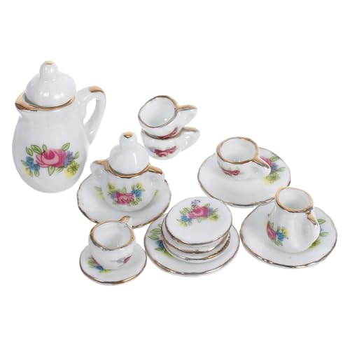 DRESSOOS 1 Set Mini Keramikgeschirr, Puppenhaus, Puppenhaus, Puppen Miniatur Mini Tassen Für Puppenhaus, Mineratur Teetassen, Kleine Teller Und Tassen, Puppenhaus Keramik Teepuppe, von DRESSOOS