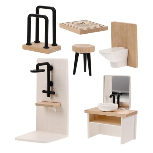 DRESSOOS 12. Maßstab Puppenhaus Badezimmer Miniatur Möbel Set Dusche Toilette Aus Holz DRESSOOS 12. Maßstab Puppenhaus Badezimmer Miniatur Möbel Set Dusche Toilette Aus Holz von DRESSOOS