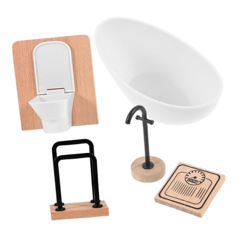 DRESSOOS 5er Set Miniatur Badezimmer Szene Für Puppenhäuser Weiß Dekorative Puppenmöbel Waschmaschine DRESSOOS 5er Set Miniatur Badezimmer Szene Für Puppenhäuser Weiß Dekorative Puppenmöbel Waschmaschine von DRESSOOS