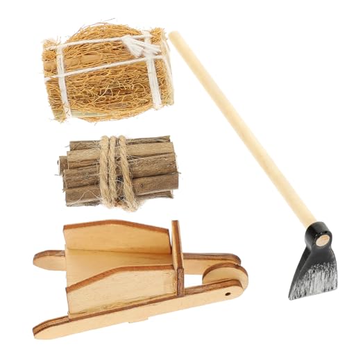 DRESSOOS 1 Set Puppenhaus Winter Bauernhof Szene Set Zubehör Mini Trolley Brennholz Mini Bauernhof Bauernhof Brennholz Figuren Miniatur Bauernhof Ornamente Desktop Bauernhof Niedliche von DRESSOOS