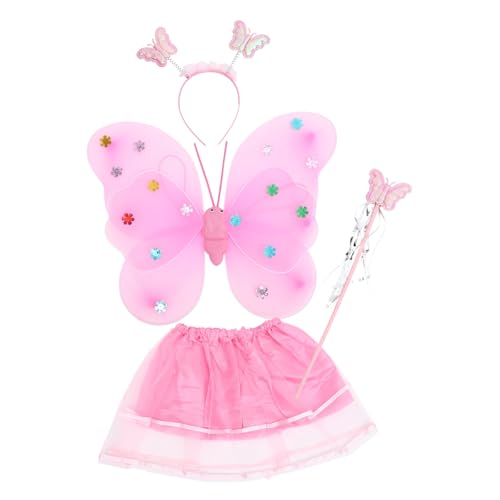 DRESSOOS 1 Set Schmetterlingsflügel, Schmetterlingsrock, Schmetterlingsstirnband Für Cosplay, Schmetterlingsflügel, Stirnband, Zauberstab, Schmetterlingsrock, Schmetterlingsfee Kostüm, von DRESSOOS
