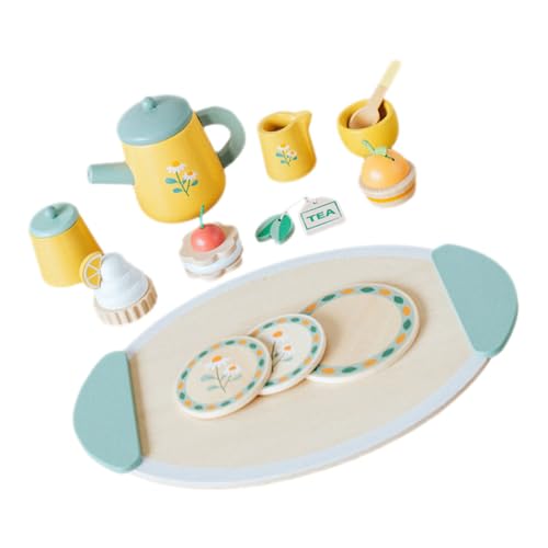 DRESSOOS 1 Set Teeservice Aus Holz, Spielzeug, Miniaturgeschirr, Miniaturdekor, Spielhausspielzeug, Miniaturmöbel, Spielzeughausornamente, Miniaturhausgeschirr, Teekannen Spielset, Kleines von DRESSOOS