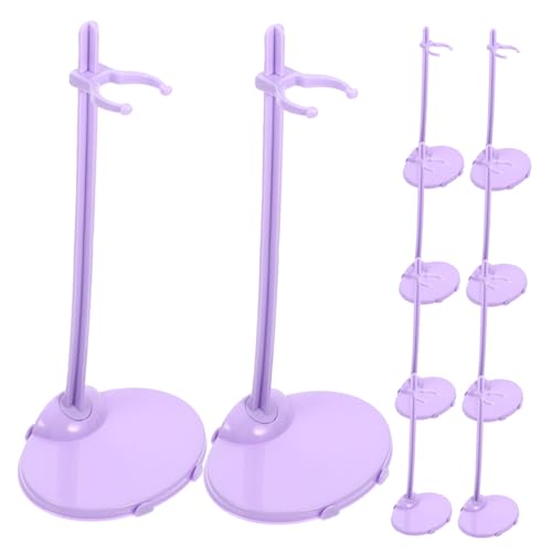 DRESSOOS 10 Stück Doll Stand Stabiler Puppenhalter mit Dickem Rundem Sockel Wiederverwendbar und Tragbar für Präsentation und Ausstellung von Puppen Tisch und Regal Fliederfarben von DRESSOOS
