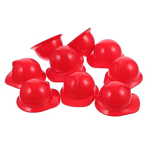 DRESSOOS 10St Mini-Spielzeughelm Modell Spielzeugpuppenhelm (10 Helme in leuchtendem Rot) Puppen zubehör puppenzubehör Puppenhausdekoration Spielzeuge Modelle Schutzhelme Miniatur-Bauhut von DRESSOOS