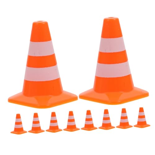 DRESSOOS 10 Stück Miniatur Verkehrskegel, Verkehrsszenen Spielzeug, Mini Straßensperren Modell, Miniatur Verkehrsbarriere, Straßensperren Schilder, Spielzeugbau, Verkehrszeichen Spielzeug, von DRESSOOS