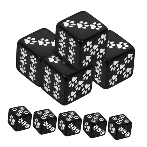 DRESSOOS 10 Stück Punktwürfel Partyspielwürfel Spielrequisitenwürfel Spielzeugwürfel Layouts Brettspielwerkzeug Würfelspiel Spielzeug Farbige Cartoon Harzwürfel Pfotenmusterwürfel von DRESSOOS