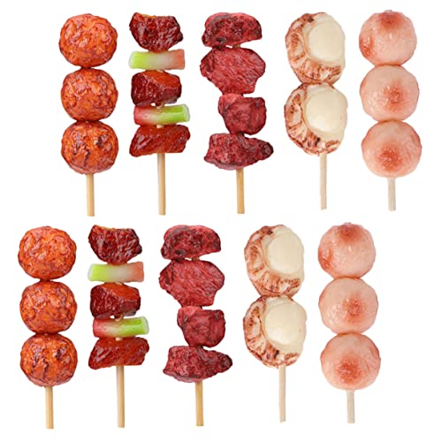 DRESSOOS 10 Stück Teiliges Grillspielzeug Realistische Nachbildung von BBQ Spießen für Rollenspiele Küchendekoration und Kreative Szenen von DRESSOOS