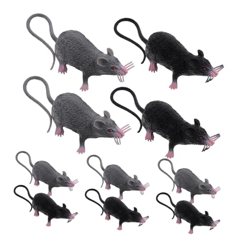 DRESSOOS 10 Stück Teiliges Realistische Fake Ratten Mäuse für Halloween Streiche Horror Deko und Schwarz Wiederverwendbar Leicht zu Reinigen Lebensechte Prank Toy Mice für Gruselige Partys DRESSOOS 10 Stück Teiliges Realistische Fake Ratten Mäuse für Halloween Streiche Horror Deko und Schwarz Wiederverwendbar Leicht zu Reinigen Lebensechte Prank Toy Mice für Gruselige Partys von DRESSOOS