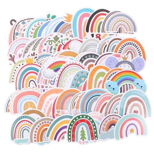 DRESSOOS 100 Stück Regenbogen Aufkleber Für Auto, Wasserbecher, Kühlschrank, Dekorationsaufkleber, 100 Stück Scrapbook Regenbogen Aufkleber, Dekorative Aufkleber Für Wasserflaschen, von DRESSOOS