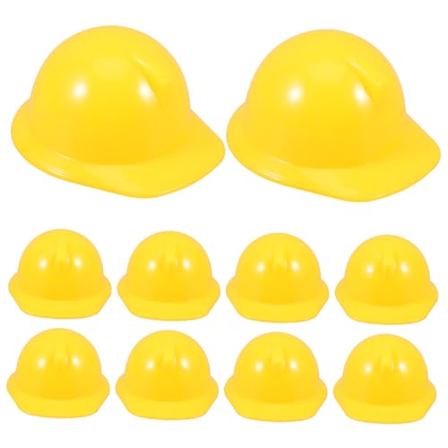 DRESSOOS 10St Mini-Bauhut Schutzhelm Safety Helmet sicherheitsmütze Haustier Helm Mini Sombrero Haustiere Mini-Helme DIY-Helm Kuchen Geburtstagshut Lutscher Spielzeug Kind Partyhut Plastik von DRESSOOS