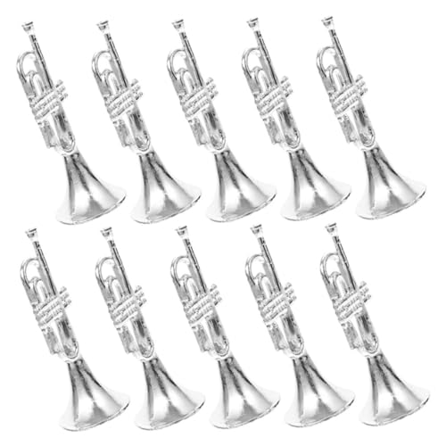 DRESSOOS 10St Musikinstrumentenmodell Puppe Trompetenverzierung Miniatur Girlande Dekorationen Trompetenhandwerk Lebensechte Trompete aus Kunststoff Mini- - Plastik Silver DRESSOOS 10St Musikinstrumentenmodell Puppe Trompetenverzierung Miniatur Girlande Dekorationen Trompetenhandwerk Lebensechte Trompete aus Kunststoff Mini- - Plastik Silver von DRESSOOS