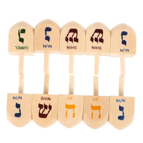 DRESSOOS 10Stücke Teiliges Chanukka Dreidel Set aus Holz Interaktives für Chanukka Partydekoration und Gemeinsames Fördert Soziale Interaktion und DRESSOOS 10Stücke Teiliges Chanukka Dreidel Set aus Holz Interaktives für Chanukka Partydekoration und Gemeinsames Fördert Soziale Interaktion und von DRESSOOS