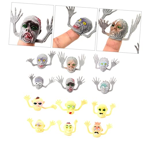 DRESSOOS 12st Halloween Finger Betten Halloween-taschenfüller Halloween-fingerpuppen Trickspielzeug Halloween-Parodie-Spielzeug Knebelspielzeug Marionette PVC Geisterkopf von DRESSOOS