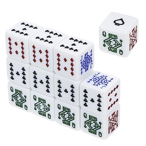 DRESSOOS 12 Stück Pokerwürfel Spielzubehör, Lustige Spielwürfel, Partyzubehör, Interessantes Würfelspiel, Lustige Spielchips, Partyspiel Requisiten, Partywürfel, Acrylwürfel, von DRESSOOS