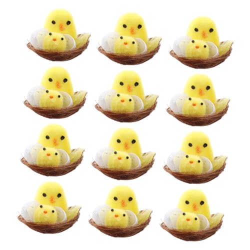 DRESSOOS Ostern Simulation Küken Schmuck 12 Stücke Mini Küken Mit Nest Für Home Party Dekorationen DRESSOOS Ostern Simulation Küken Schmuck 12 Stücke Mini Küken Mit Nest Für Home Party Dekorationen von DRESSOOS