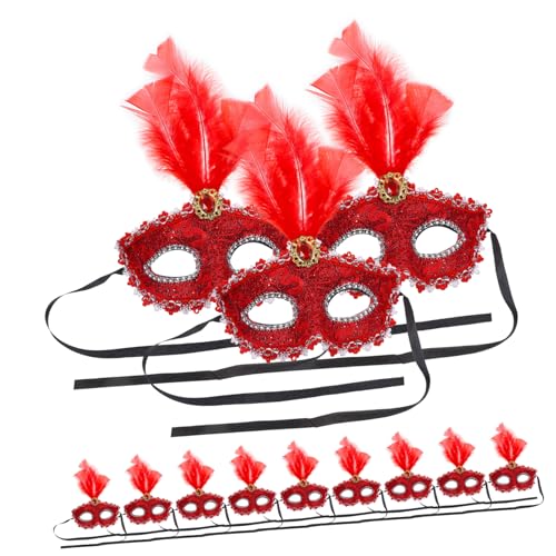 DRESSOOS 12st Cosplay-masken Für Frauen Das Kostüm Gruselige Maske Silberne Maskerademasken Sensenmann Geführte Partei Grimasse Halloweenkostüm Halloween-maske Maskenkostüm Rot Plastik von DRESSOOS
