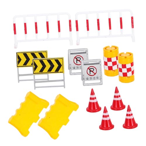 DRESSOOS 14 STK Verkehrsbarrikadenmodell Stoppschild Für Tonband Abspielen Stopplicht Straße Kleine Orangefarbene Zapfen Autospurband Automatten- Baustellenzubehör Harz von DRESSOOS
