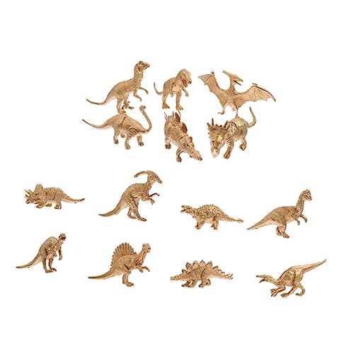 DRESSOOS 14st Goldenes Dinosauriermodell Haushaltsschmuck Tier-Mottoparty Lernspielzeug Dinosaurier-Puzzle Miniaturtiere Hausdekorationen Für Zu Hause Plastik Schmücken Kind Künstlich von DRESSOOS