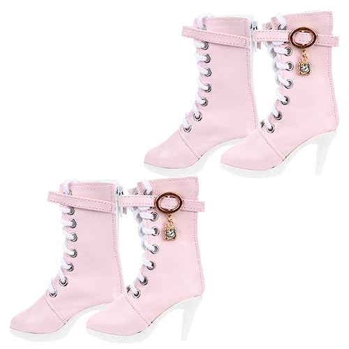 DRESSOOS 2 Paar Puppe High Heels Puppen Set puppenkleidung Puppen-Design-Schuhe Puppenoutfit Puppen-Mode Modepuppe Puppe verkleiden Zubehör Puppe winzige Schuhe Baumwollseil Rosa von DRESSOOS