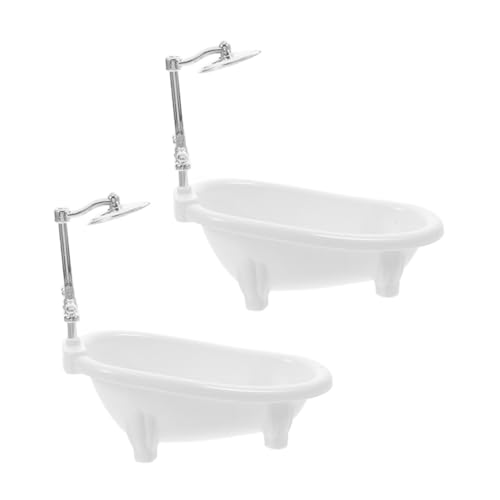 DRESSOOS Miniaturmodell Miniaturpuppe weiße Badewanne für Puppenhaus Badezimmer mit Duschbrause Spielzeug von DRESSOOS