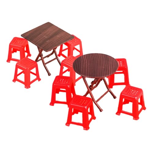 DRESSOOS 2 Satz Tischstuhlmodell Hocker Möbel Party liefert Mini Möbel Puppenhaus Dekoration Einrichtung Puppenhauszubehör Miniatur-Landschaftsdekoration Plastik von DRESSOOS