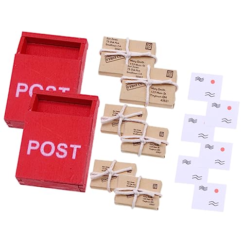 DRESSOOS 2 Sets Puppenhaus Spielzeug, Mini Ornament, Miniatur Briefkasten Ornament, Winziges Briefkasten Spielzeug, Miniatur Pakete, Modell, Puppenhaus Dekorationen, Puppenhaus Zubehör, von DRESSOOS