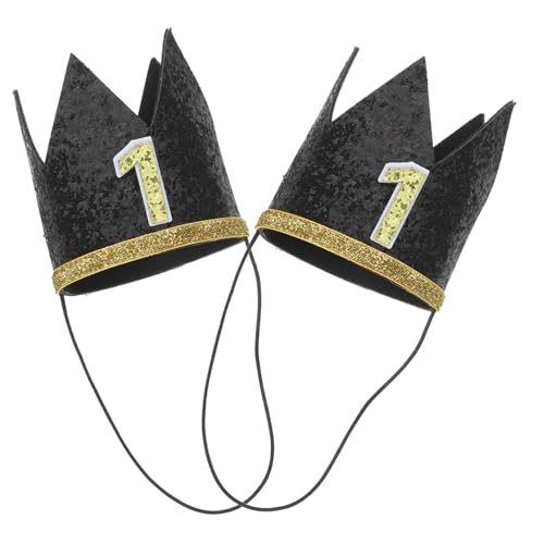 DRESSOOS 2 Stück 1. Geburtstagskronenhut Junge Zahlen Haarschmuck Partydekorationen 1. Geburtstagshut 1. Geburtstagspartyhut Erster Geburtstagshut Kinderparty Kronenhut Partyhüte Party von DRESSOOS