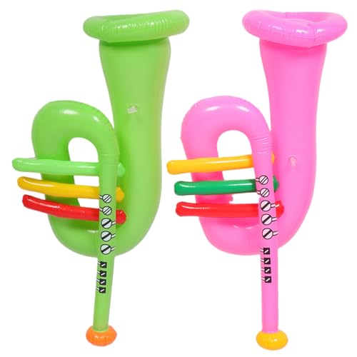 DRESSOOS 2 Stück Aufblasbare Trompete aus PVC Lustige Musik Requisiten für Kinderpartys Leicht und Tragbar Bühnenaufführungen und Festliche Dekoration Kinderfreundliches von DRESSOOS