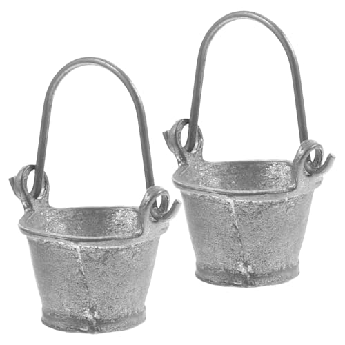 DRESSOOS 2stücke Miniatur Eimer Hochwertiger Dekorative Wasserfässer Für Puppenhäuser Und Mikrolandschaften Gartenaccessoire Für Sammler von DRESSOOS